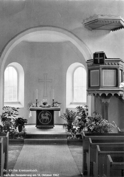 Innenansicht der Kirche 1962